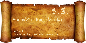 Verhás Boglárka névjegykártya